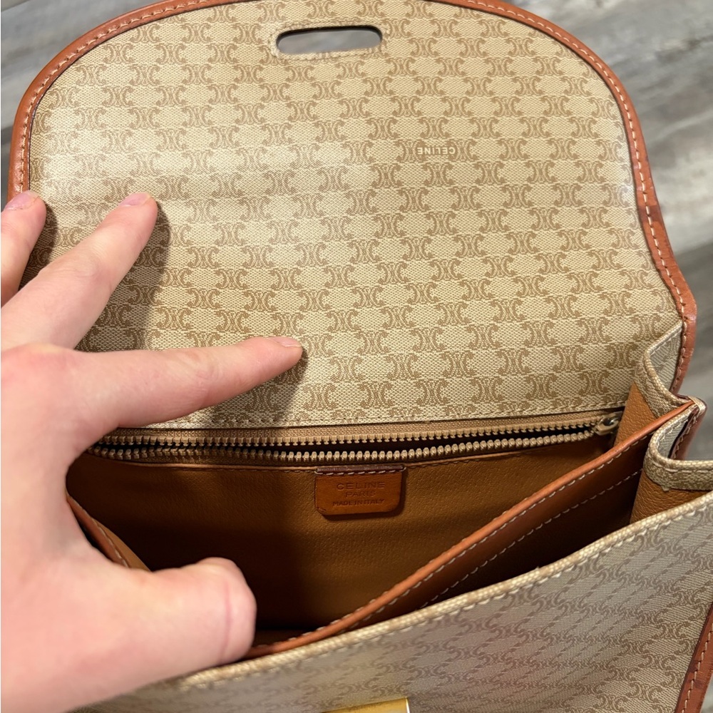 Celine Tan and Brown Crossbody Bag - Picture 4 of 13